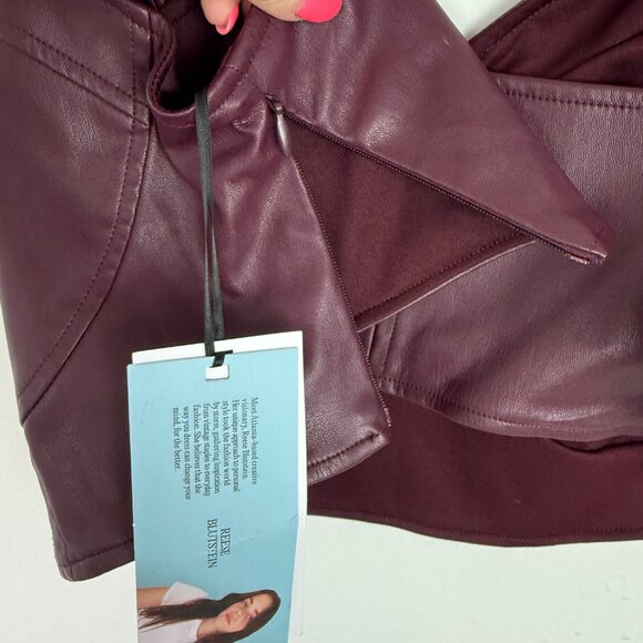 NWT Future Collective Strappy Faux Leather Tiny Top Crop Berry Plus Size 1X NEW - Picture 10 of 10